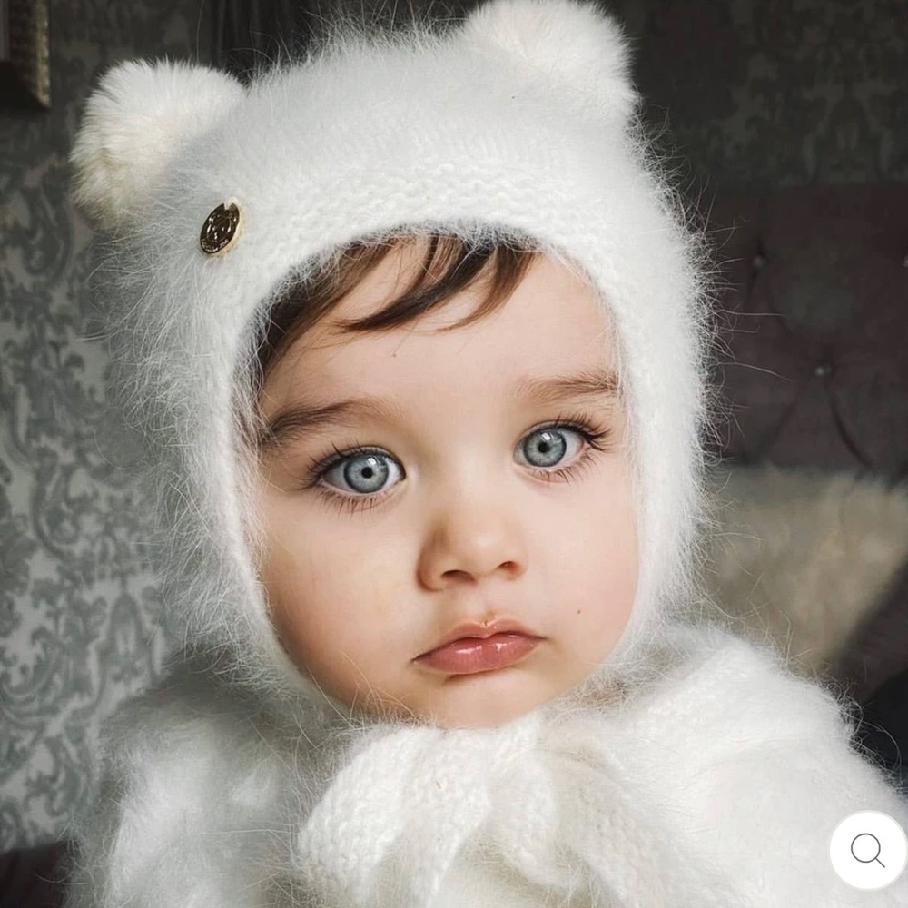 WHITE CASHMERE TEDDY HAT